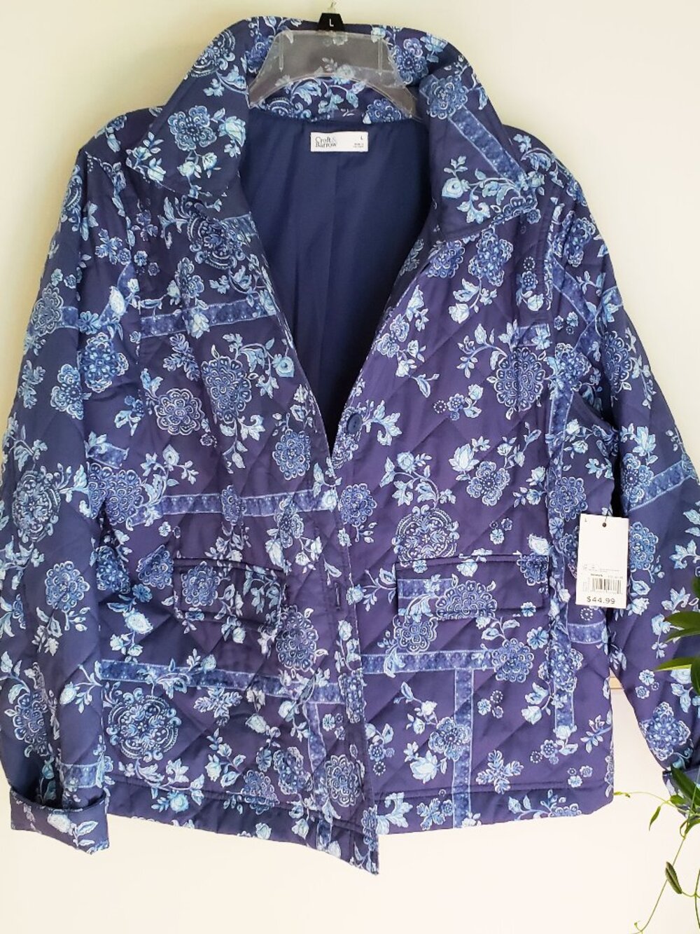 Croft & Barrow Blue Floral Patchwork Quilted Jacket – NWT Size L